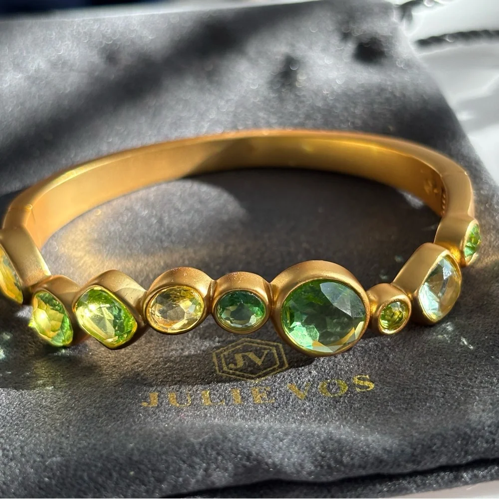 Julie Vos Gold Bracelet with Green Gemstones